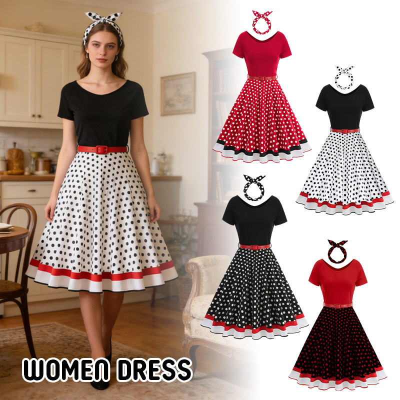 Women'S Fashion Of The 50S - Vintage Office Lady Summer Polka Dot