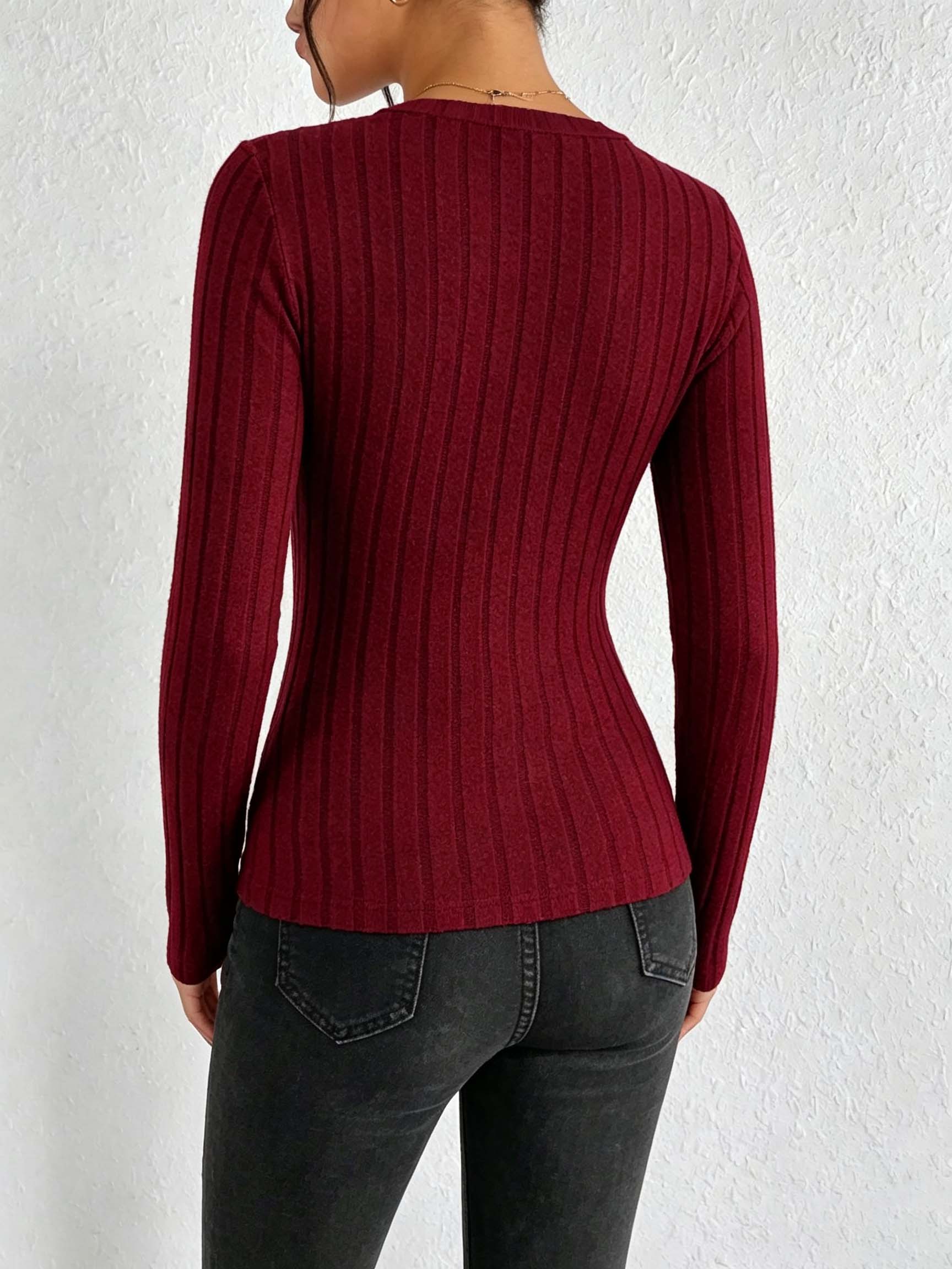 Women Solid V‑Neck Ribbed Knit - огляд і ціна Trend Women Fashion