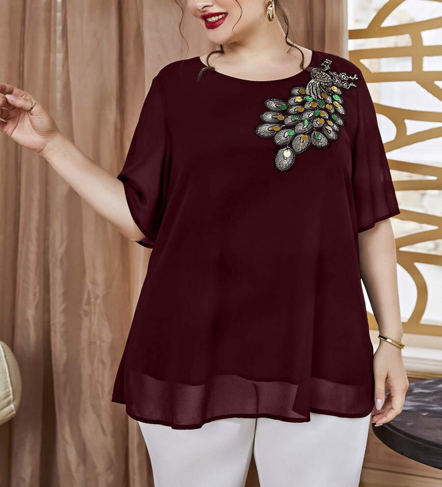 Plus Size Women's Embroidered  - огляд і ціна Women'S Fashion Jersey